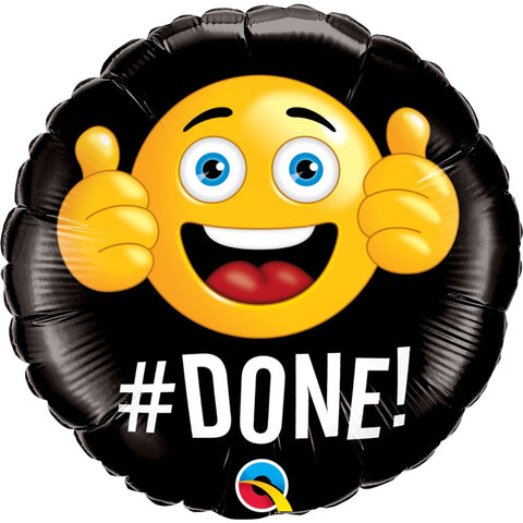 Done! Graduation Emoji Round Foil Ballloon 18In