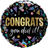 Congrats You Did It Metallic Round Foil Balloon 18In