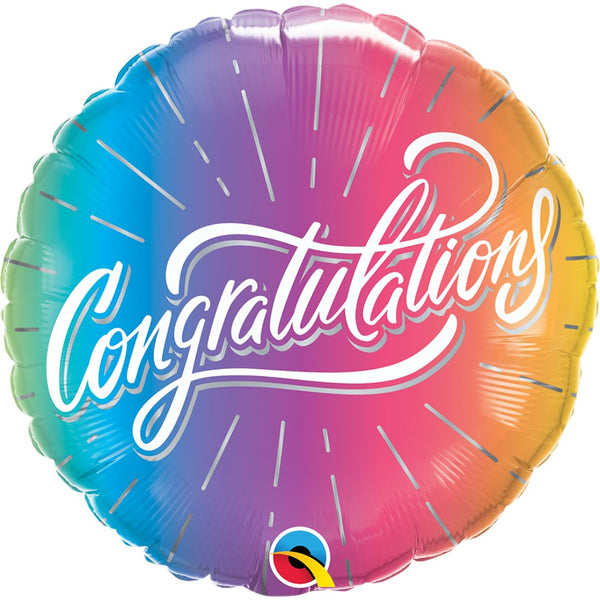 Congratulations Vibrant Ombre Round Foil Balloon 18In