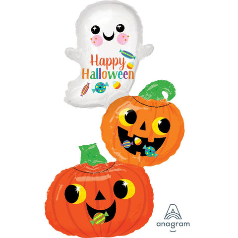 Happy Ghost & Pumpkin Stack Supershape Foil Balloon