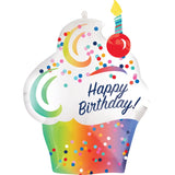 Rainbow Cupcake Ombree Supershape Foil Balloon
