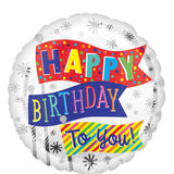 Happy Birthday Fun Flags Foil Balloon 18In