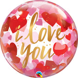I Love You Paper Hearts 22" Bubble Balloon