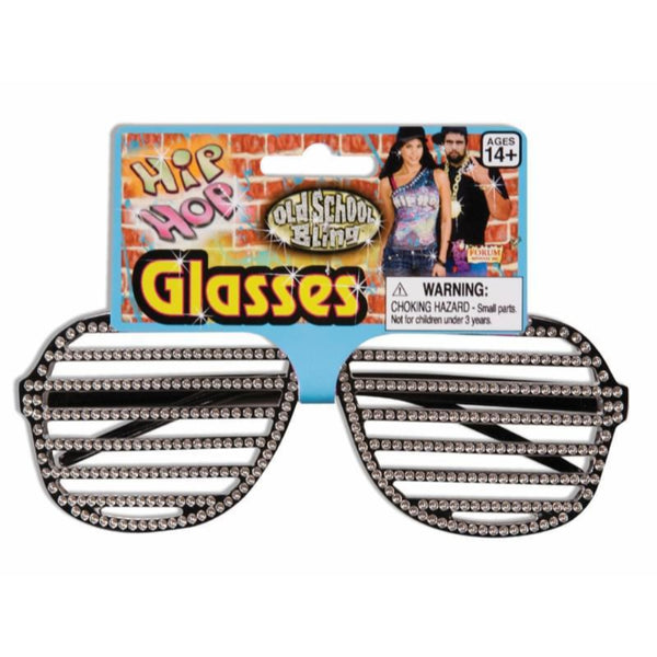 Hip Hop Rhinestone Slat Glasses