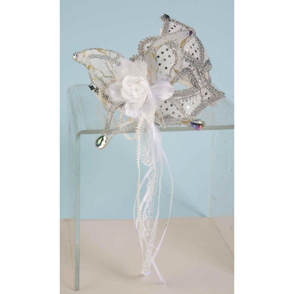 Fancy Mask White With Sequins Half Mask