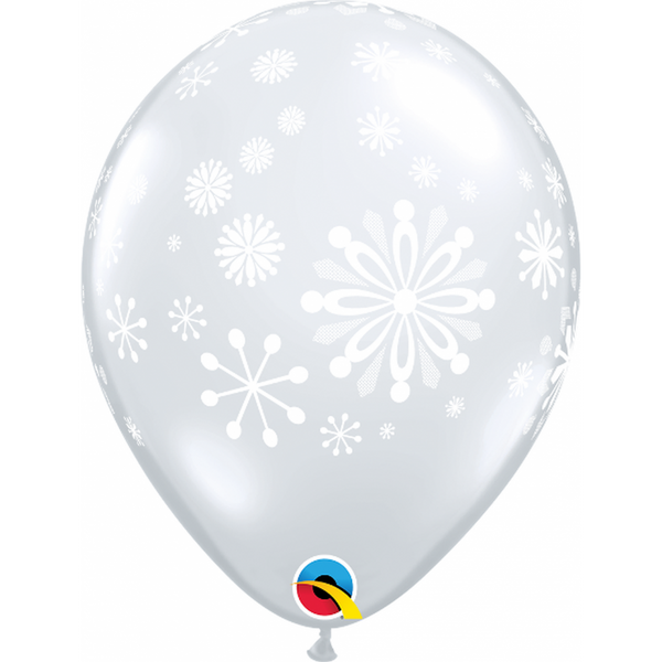  11in Contemporary Snowflakes Diamond Cleear Ltx 25pcs/pack