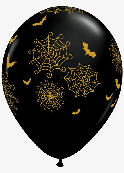 Spider Webs & Bats Latex Balloons 6pcs