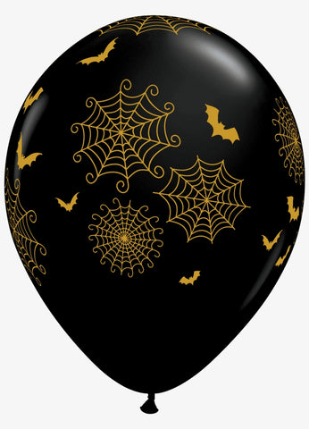 Spider Webs & Bats Latex Balloons 6pcs