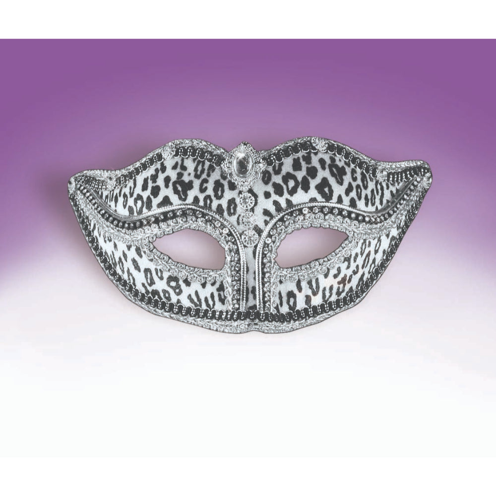 Venetian Mask Bejeweled Snow Leopard