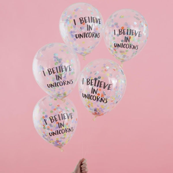 I Believe In Unicorns Confetti Balloons