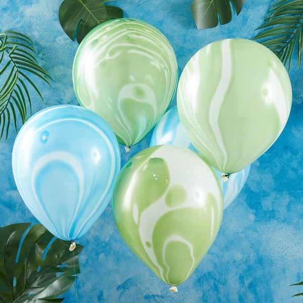 Balloons - Marble Green & Blue 