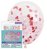 16in Clear Balloon With Heart Confetti 5ct