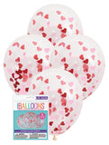 16in Clear Balloon With Heart Confetti 5ct
