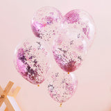 Pink Glitter Filled Balloons 5pcs