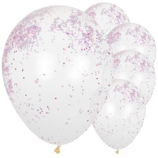 Pink Glitter Filled Balloons 5pcs