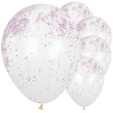 Pink Glitter Filled Balloons 5pcs