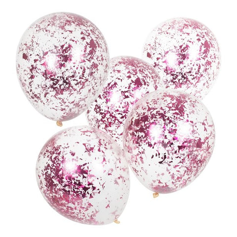 Pink Shredded Confetti Filled Balloons 5pcs