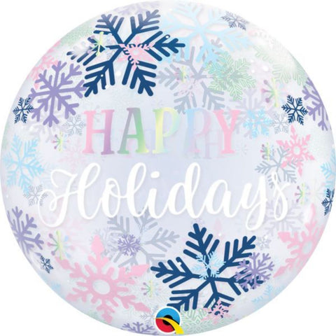 Happy Holidays Snowflakes Bubble Balloon 22Inch
