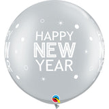 New Year Sparkle & Dots 30Inch Round Silver 2Pcs