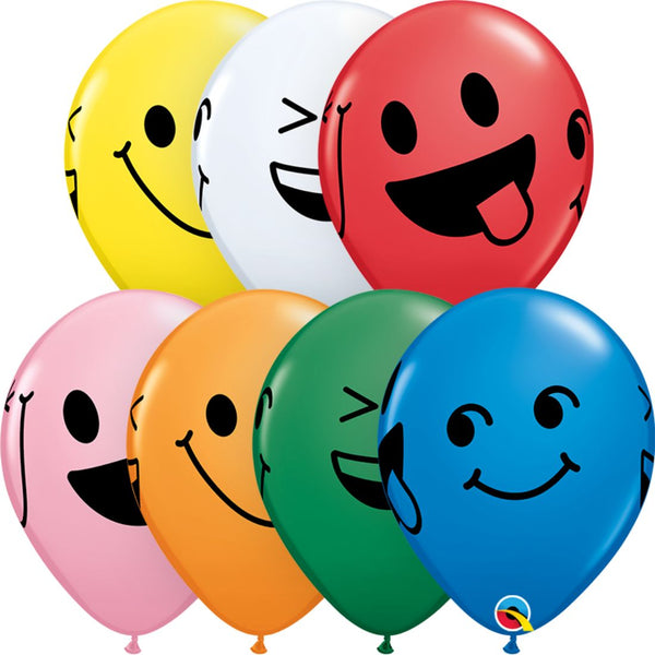 Smiley Faces Standard Assortment Latex Balloons 11In 25pcs