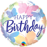 Birthday Beautiful Butterflies Round Foil Balloon 18In