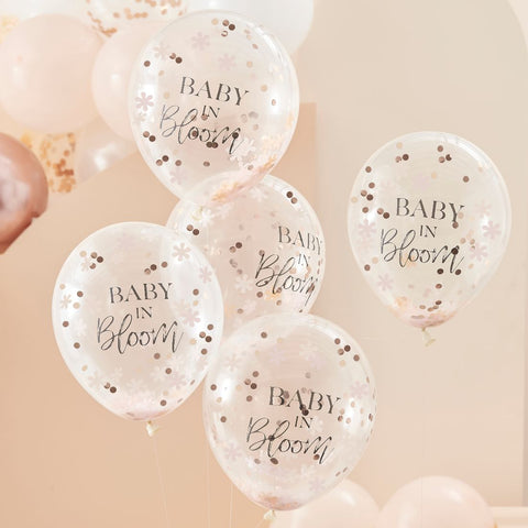 Rose Gold Baby Shower Confetti Balloons