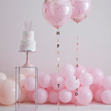 Rose Gold Happy Birthday Balloon Tail 1m