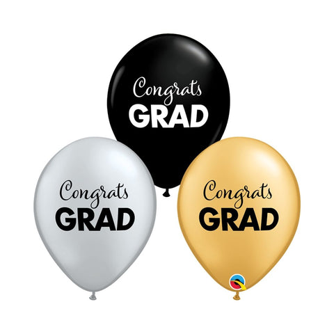 Simply Congrats Grad 11" Round Assorted 25Pcs Latex Balloon