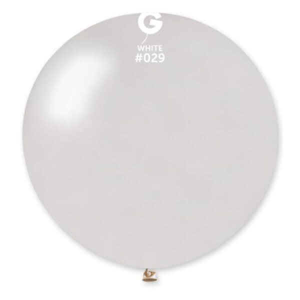 31" White Metallic Balloon 1 piece