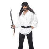 Pirate Male Wig, Moustache & Chin Patch Black/Grey