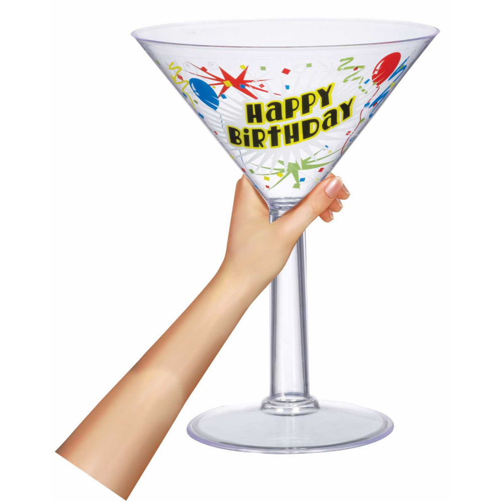 Jumbo Happy Birthday Plastic Martini Glass