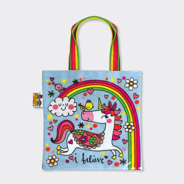 Rachel Ellen Designs Mini Tote Bag - I Believe/Unicorn & Rainbow 20cmx20cm