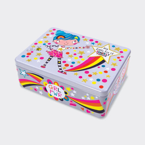 Rachel Ellen Designs Flittered Rectangular Tin - Box Of Sparkly Things/Girls Rule