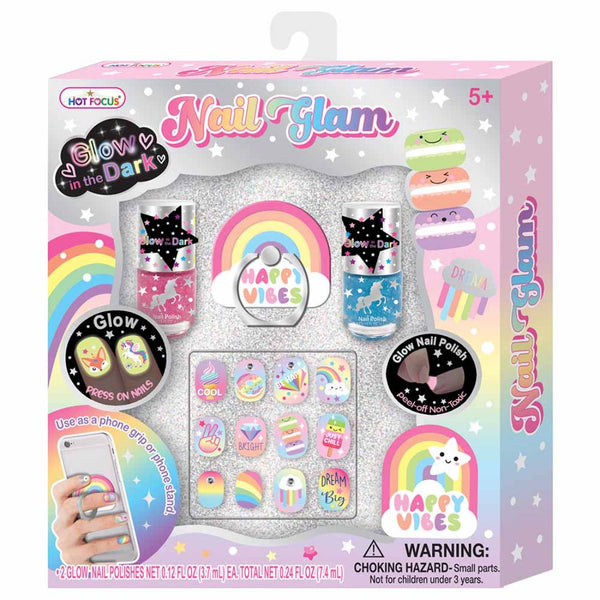 Hot Focus Rainbow Nail Glam Set