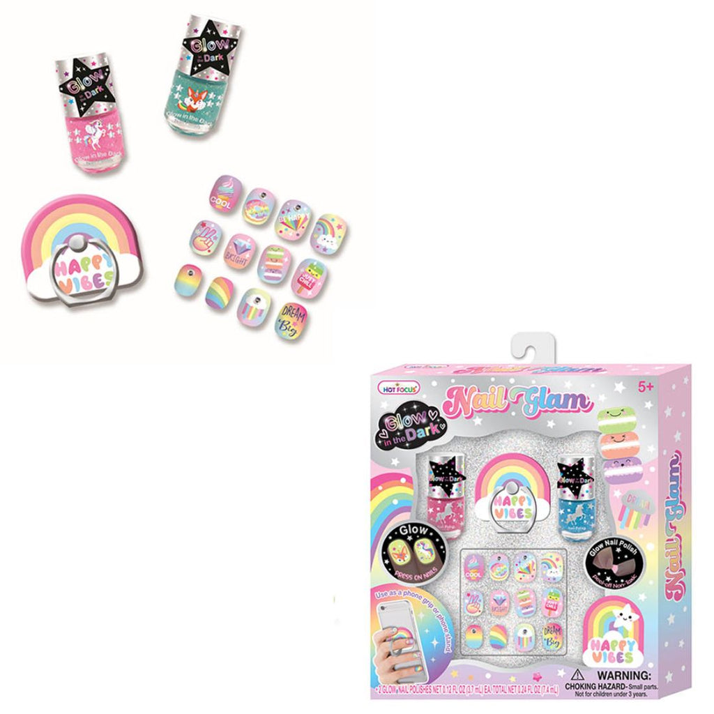 Hot Focus Rainbow Nail Glam Set