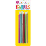 Birthday Candles Metallic 5in Assorted 12pcs