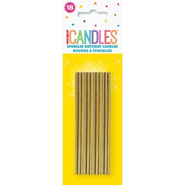 Birthday Candles Gold Sparkler 18pcs