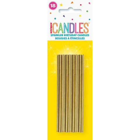 Birthday Candles Gold Sparkler 18pcs