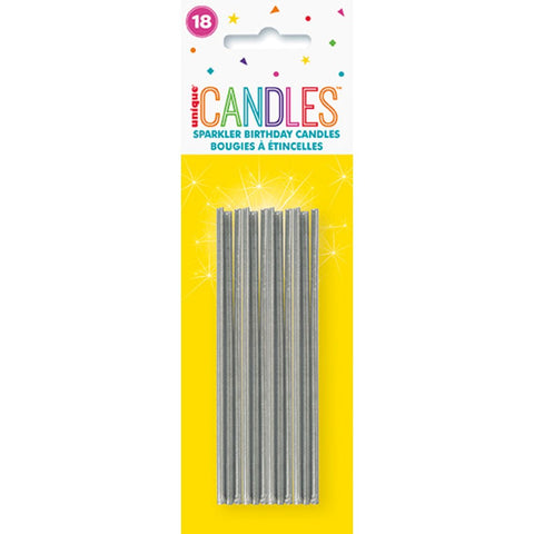 Birthday Candles Silver Sparkler 18pcs