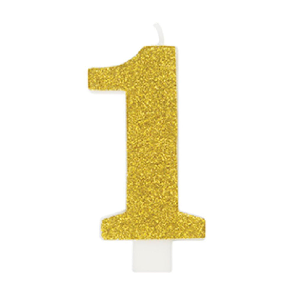 Glitter Numeral Candles Printed 1 Side #1