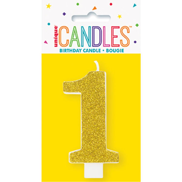 Glitter Numeral Candles Printed 1 Side #1