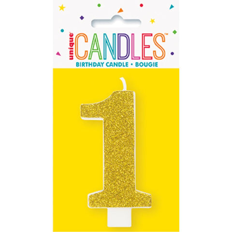 Glitter Numeral Candles Printed 1 Side #1