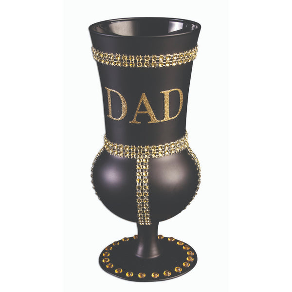 Black Glass Goblet W-Gold-Dad