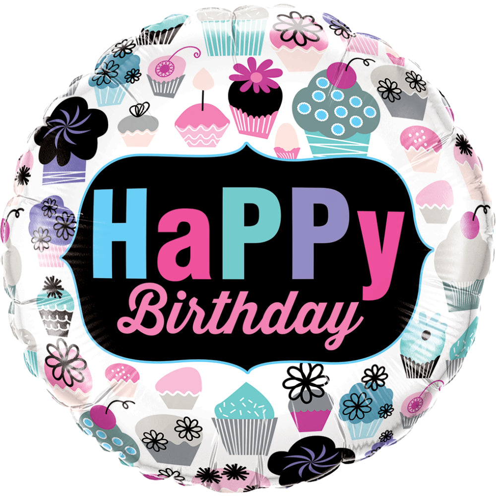 Birthday Cupcakes Emblem Foil Balloon  