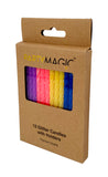 12 Glitter Candles with Holders Assorted Colours