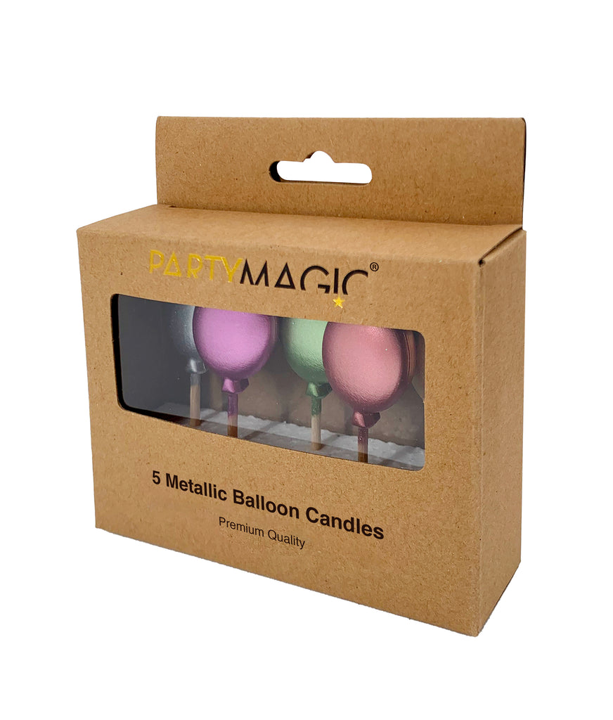 5 Metallic Balloon Candles Assorted Colours