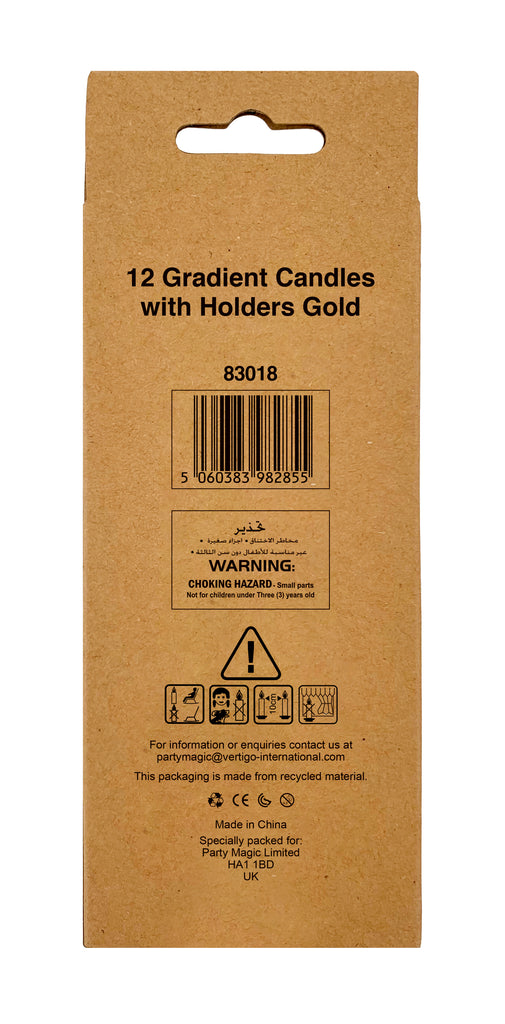 12 Gradient Candles Gold with Holders