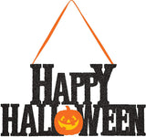 Happy Halloween Hanging Glitter Sign 1pcs