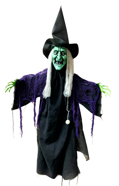 Hanging Light Up Witch With Red Eyes