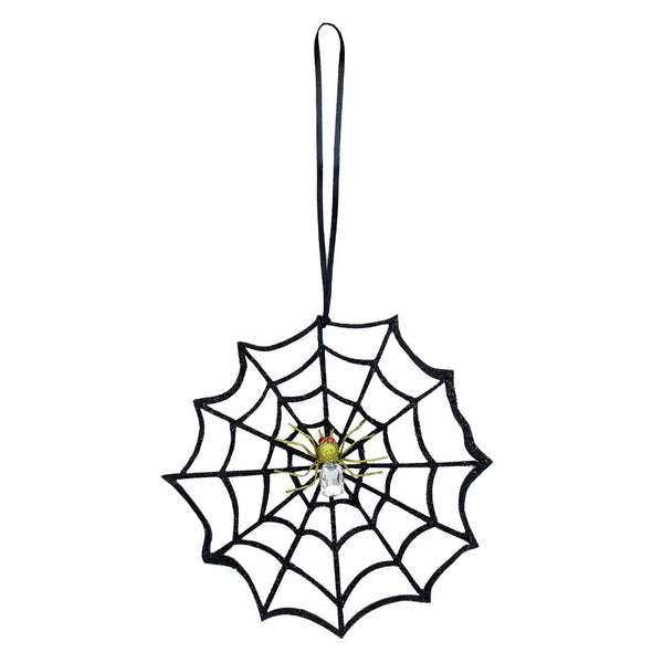 Halloween Glitter Spider Web Black 18cm